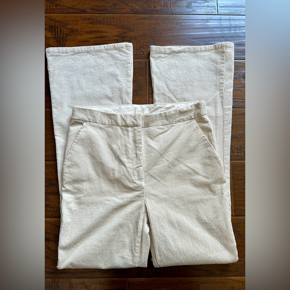 H&M Flared Cream Colored Corduroy Trousers